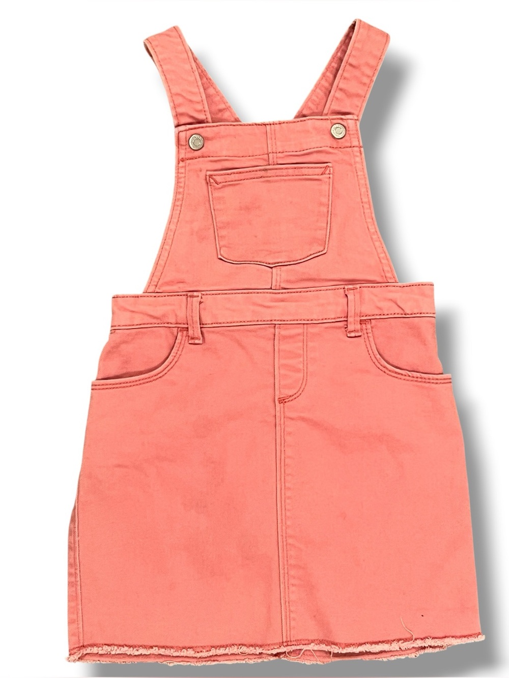 Old Navy Toddler Girls Child Salmon Pink Denim Overall Jumper Dress Sz 5T D-2
